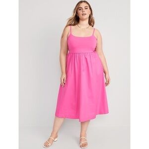 NWT Old Navy Women’s XL Neon Petunia Fit & Flare Combination Midi Dress READ